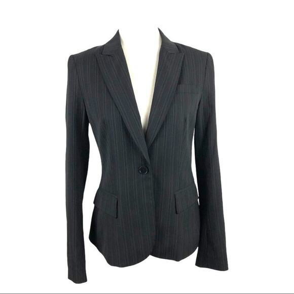 Theory Office Siren Pinstripe Blazer Black Shadow Stripe  Black Officecore - Picture 1 of 13